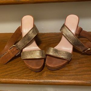 Stuart Weitzman Metallic and Leather Espadrilles